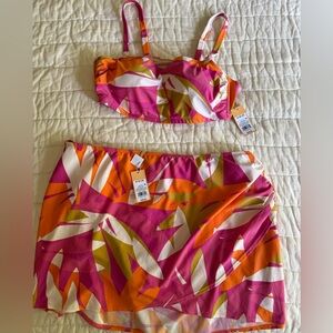 Women's Abstract Bright Color Print Wrap Skirt | Kona Sol | 3X (24/26)